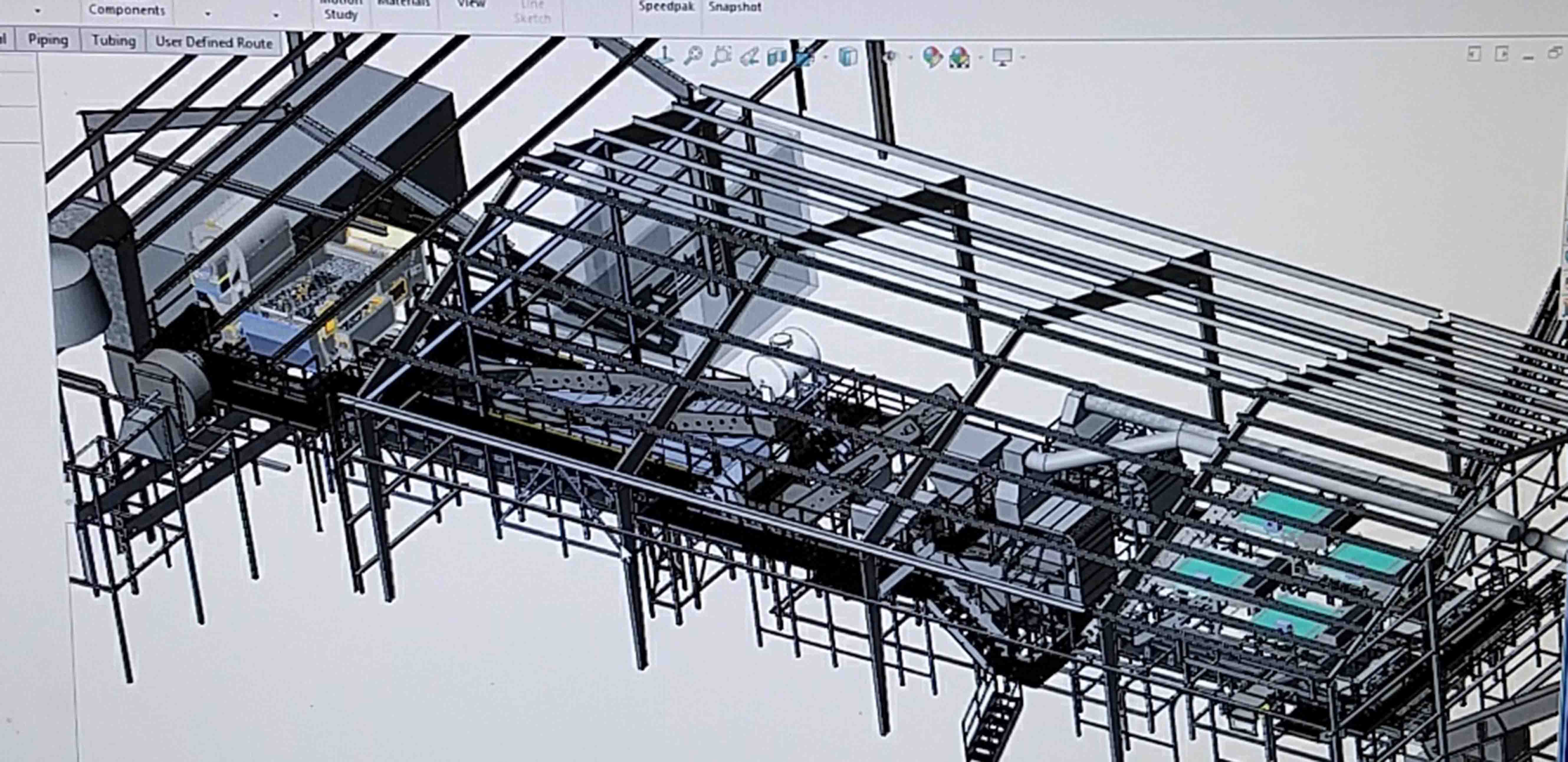 3D rendering of a production plant.