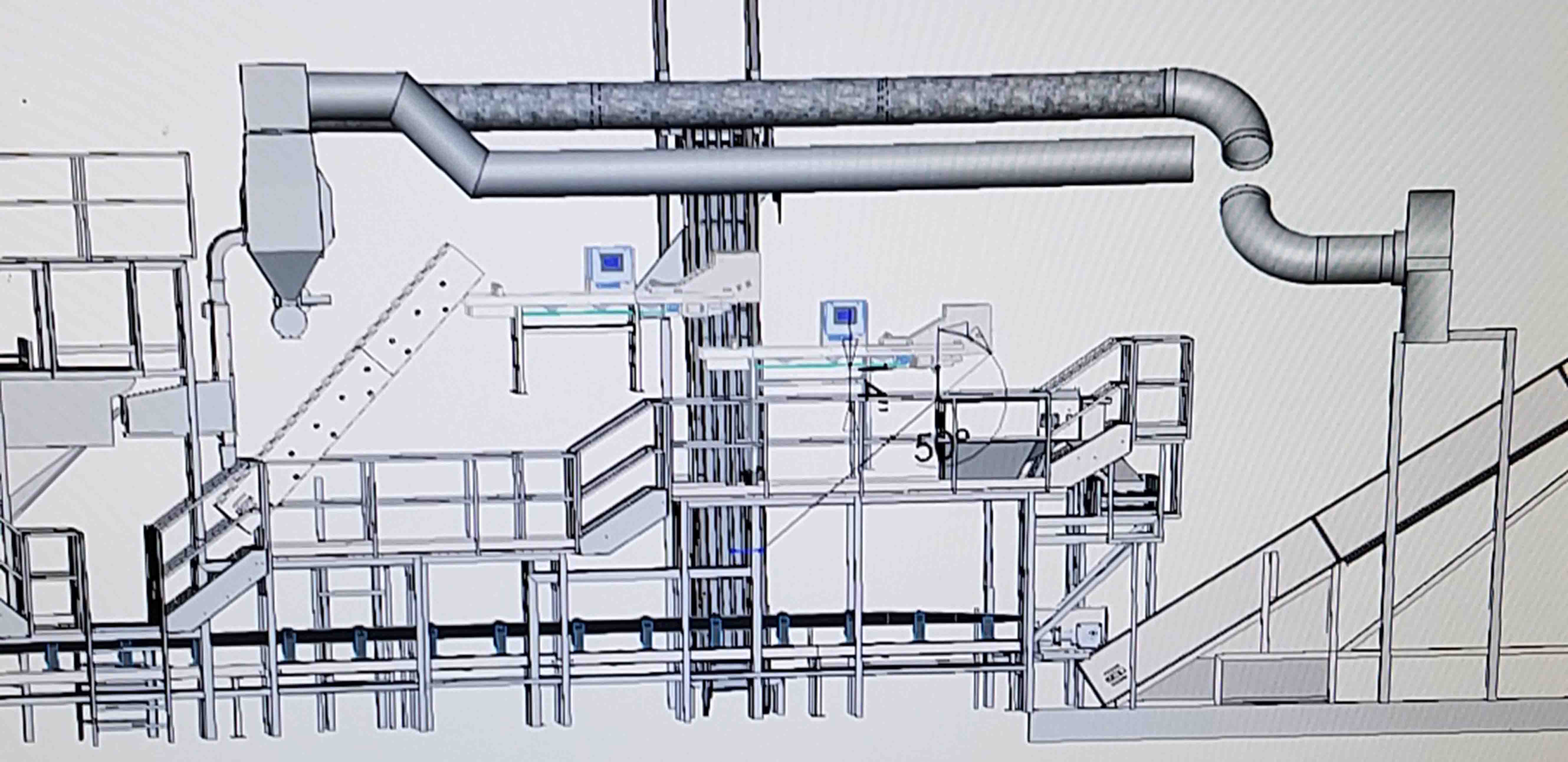 3D rendering of new conveyor system.